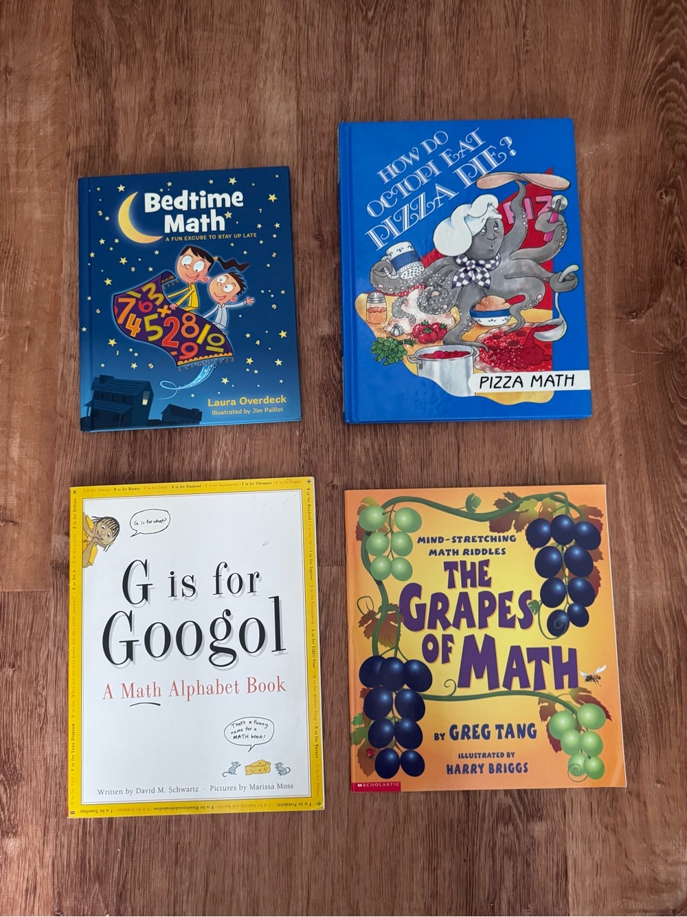 Childrens Math STEM Book Bundle Lot of 4 - Bedtime Math, Grapes of Math